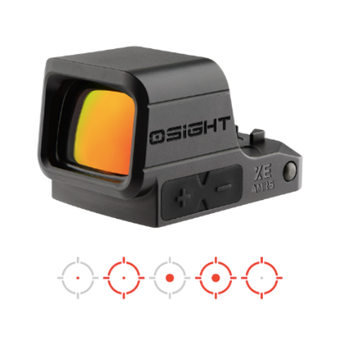 Osight XE AMRS Enclosed Red Dot Sight with Ruggedized Miniature Reflex Footprint, 2/6+32 MOA Advanced Multi-Reticle System and Side-Loading Battery