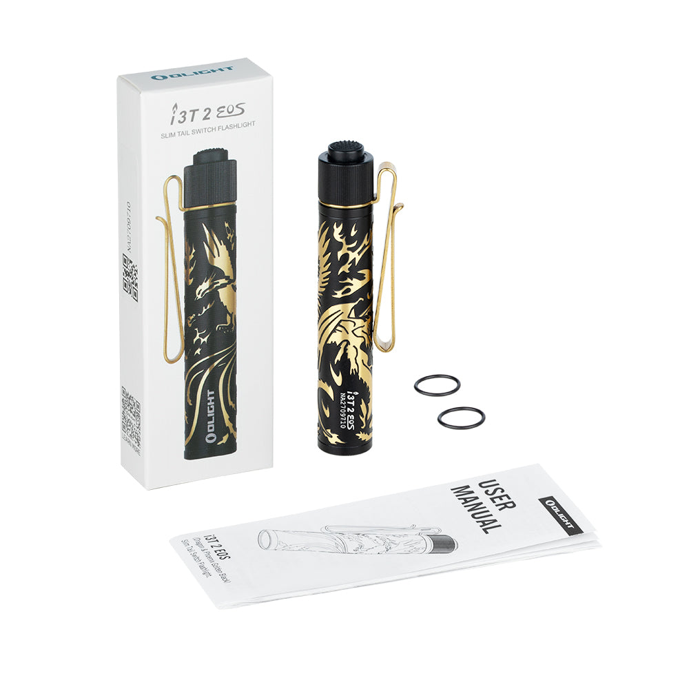 Olight i3T 2 EOS Small EDC Flashlight (Dragon & Phoenix Golden Black)