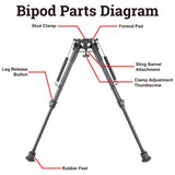 Rokstad Carbon Fiber 9-13.5" Spring Retractable Bipod