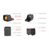 OSIGHT XR RMR FOOTPRINT ENCLOSED RED DOT SIGHT WITH MAGNETIC CHARGING COVER & 2+6+32 MOA