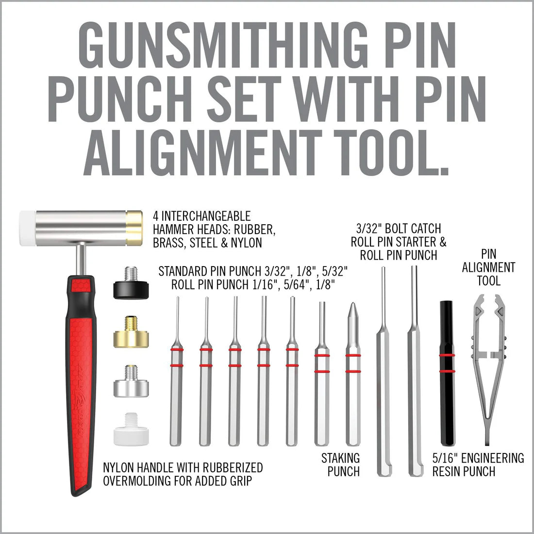 Real Avid Accu Punch Hammer & AR15 Pin Punch Set
