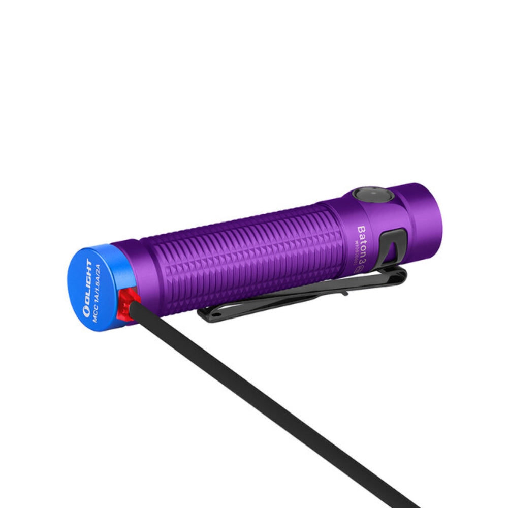 Olight Baton 3 Pro 1500 Lumens Rechargeable Flashlight (Purple)