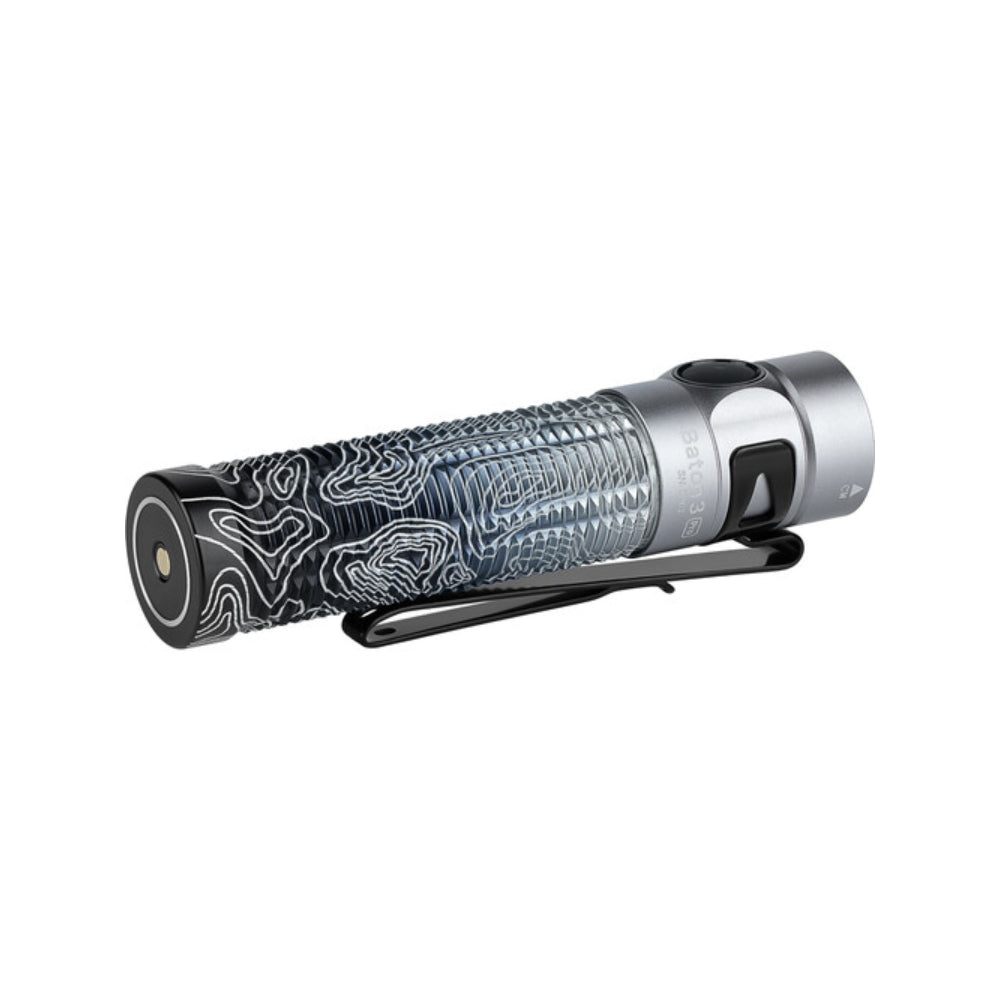 Olight Baton 3 Pro 1500 Lumens Rechargeable Flashlight (Limited Edition Silver Ridge)